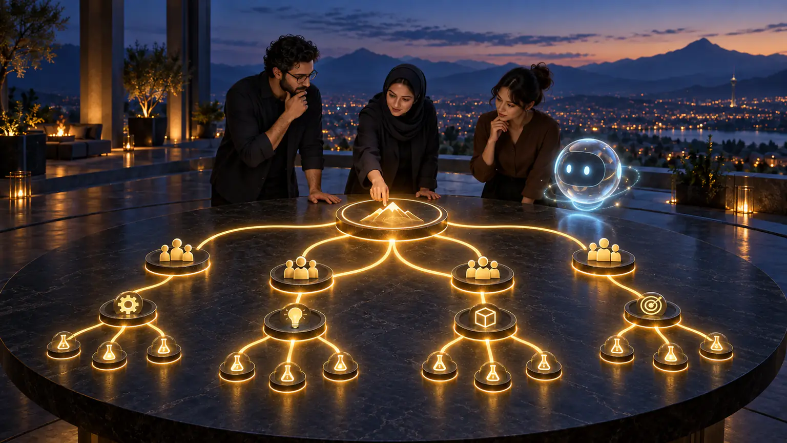 تیم محصول در حال ساخت درخت فرصت راهحل با کمک هوش مصنوعی