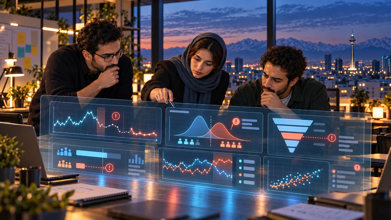 تیم محصول در حال کشف خطاهای تحلیل داده در قیف، cohort و آزمایش محصول